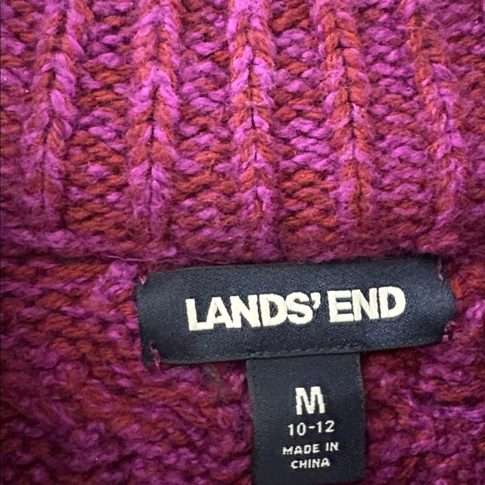 Lands' End Women's high Neck Sweater - Rich Purple - medium - cable knit - Picture 2 of 5